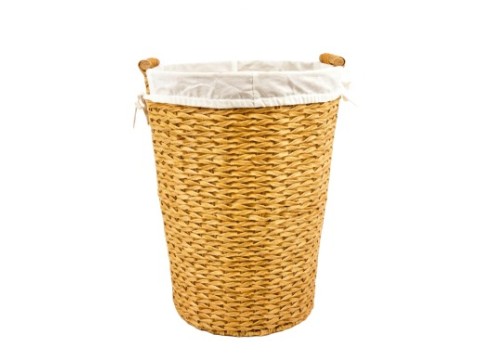 Ultimate Tapered PE Water Hyacinth Hamper with Wooden Handles and Removable Liner
